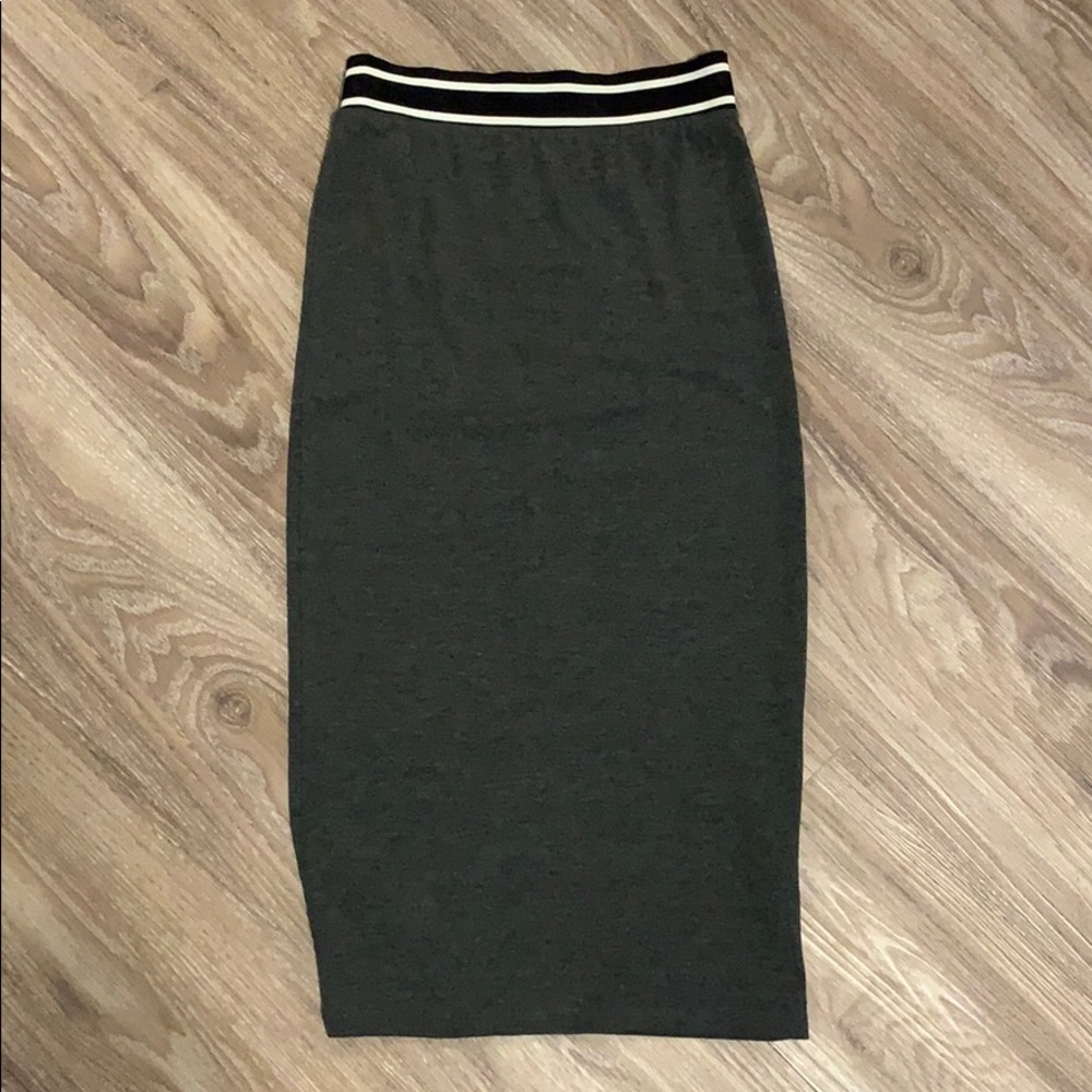 Topshop Black Midi Pencil Skirt with Striped Waistband